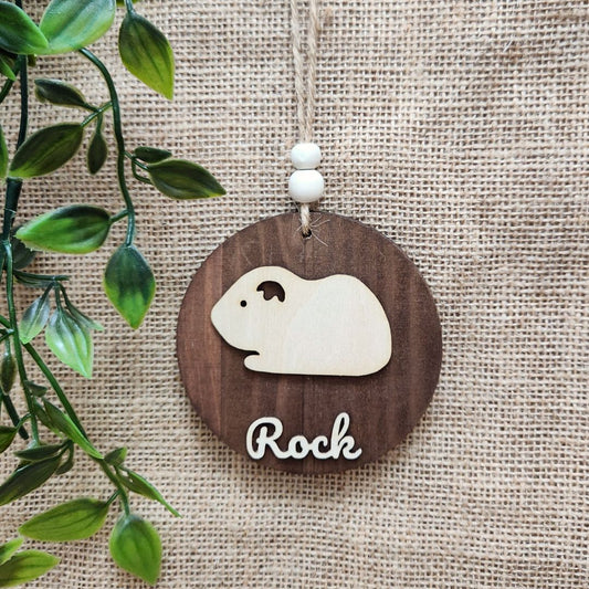 Bunny Initial Hanging - Personalized (Dark Wood)