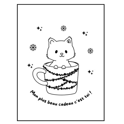 Affiche kraft A4 Noël chat - Illustration au choix