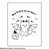 Affiche kraft A4 d'Halloween chat - Illustration au choix