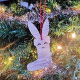 Wooden Christmas suspension - Lapinesque snowman! (Dark wood)