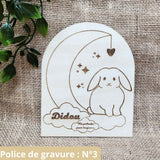 Plaque en bois Commémorative "Ma petite étoile" 🕊️ -  Lapin/Cochon d'inde/Chat + Gravure personnalisée