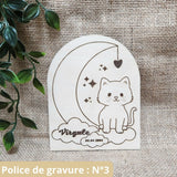 Plaque en bois Commémorative "Ma petite étoile" 🕊️ -  Lapin/Cochon d'inde/Chat + Gravure personnalisée