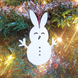 Wooden Christmas suspension - Lapinesque snowman! (Clear wood)