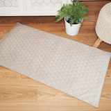 IMPERMEABLE beige checkered velvet floor mat - LARGE SIZE